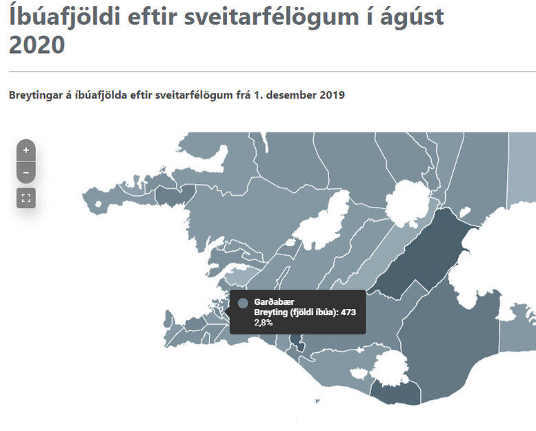 Fjölgun íbúa í Garðabæ frá 1. desember 2019