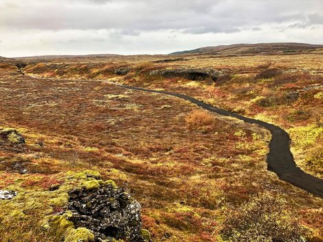 Göngustígur eftir Búrfellsgjá